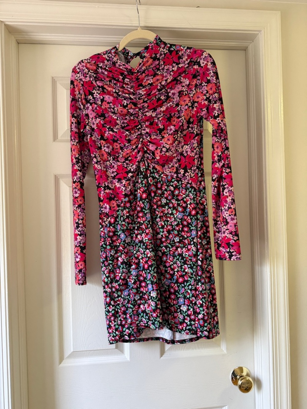 River Island Pink Floral Long Sleeve Mini Dress